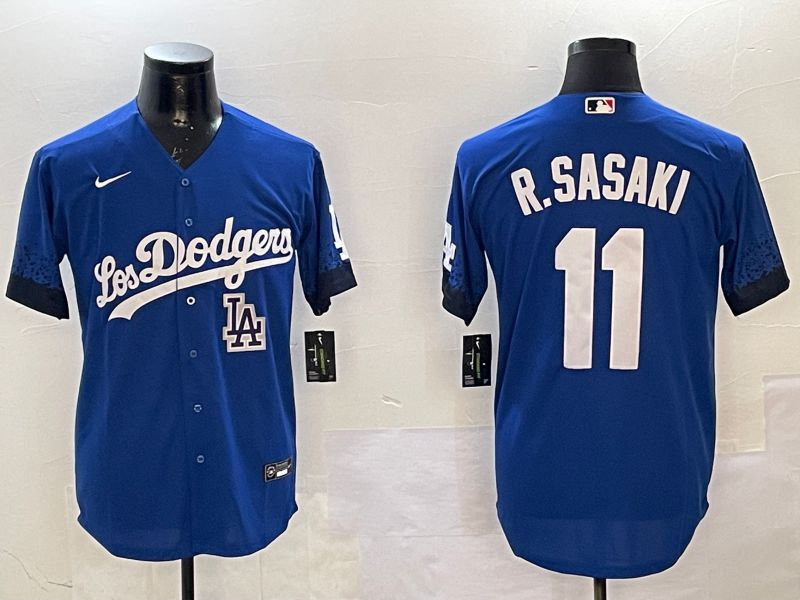 Men Los Angeles Dodgers #11 R.Sasaki Blue City Edition 2025 Nike MLB Jersey style 1
